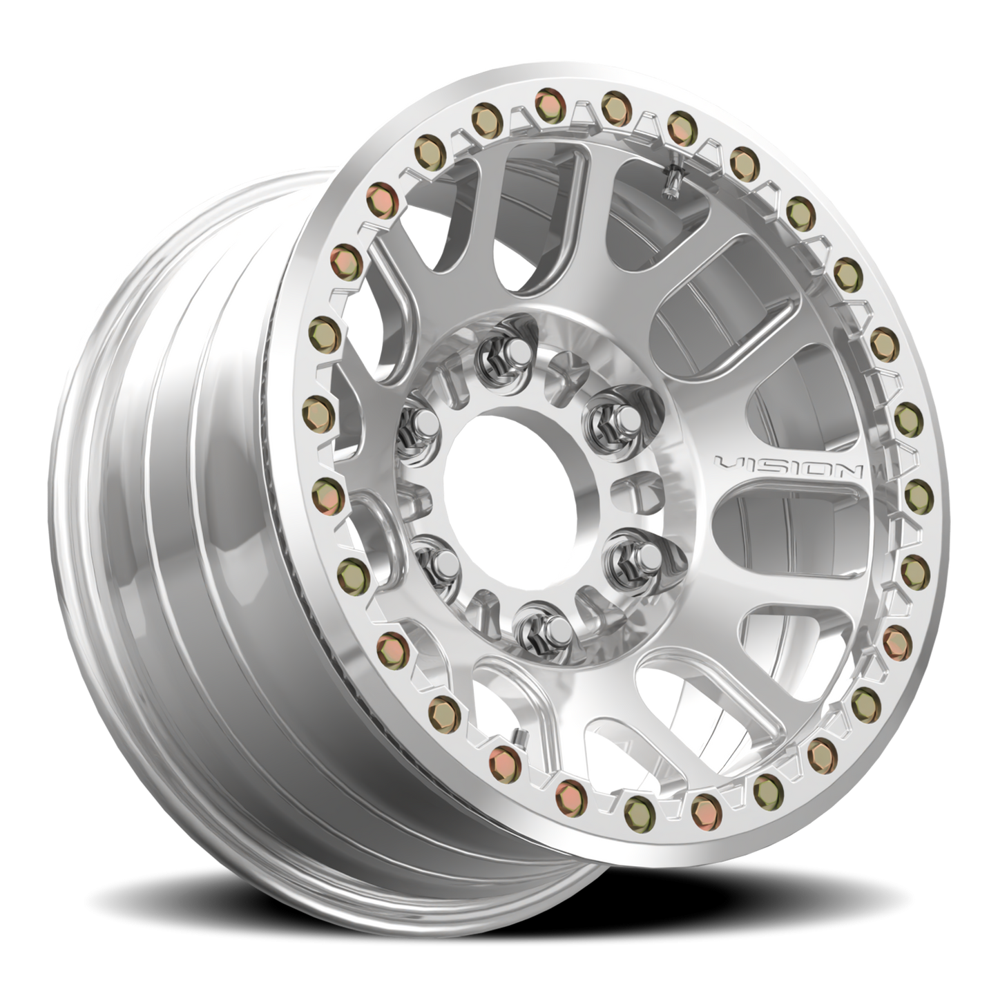 17x9 Vision 111BL F-Nemesis Polished FORGED BEADLOCK Wheel 6x6.5 (-12mm)