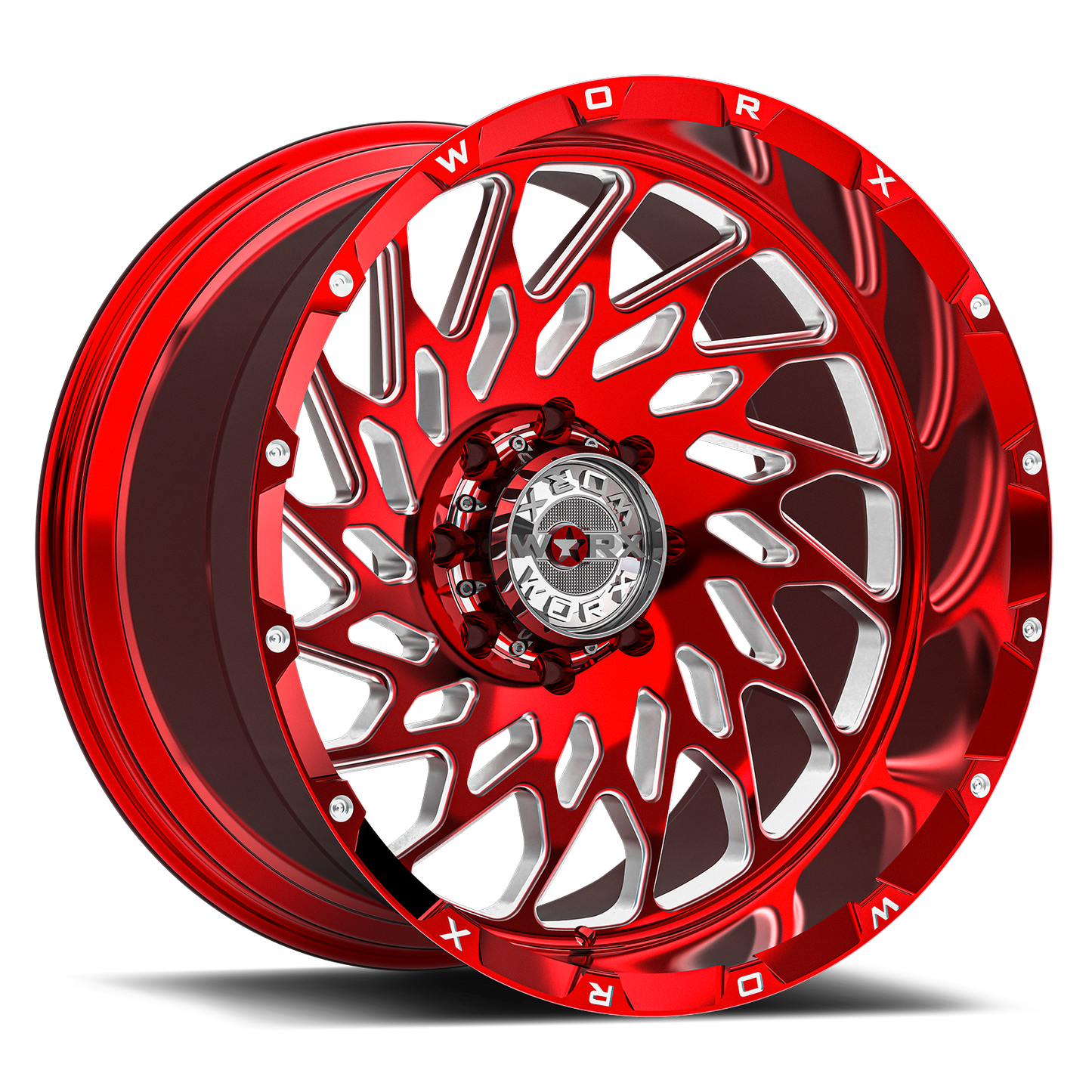 22x12 Worx Forged WF820RT Polished & Red Tint Wheel 8x6.5 (-44mm)