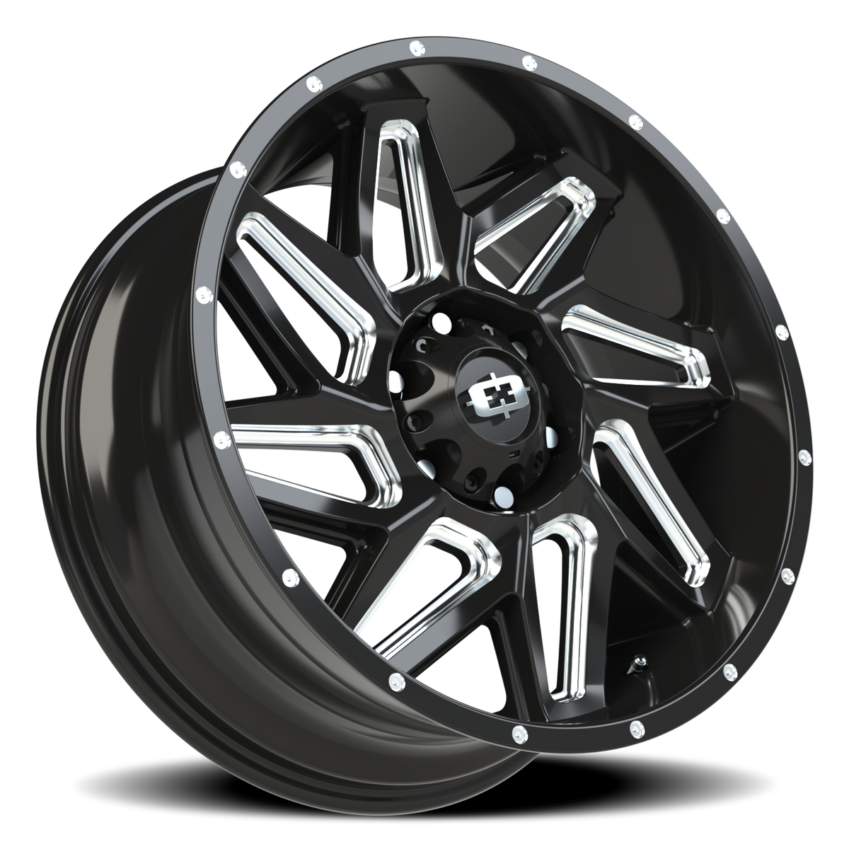 20x9 Vision 361 Spyder Gloss Black Milled Spoke Wheel 6x5.5 (12mm)