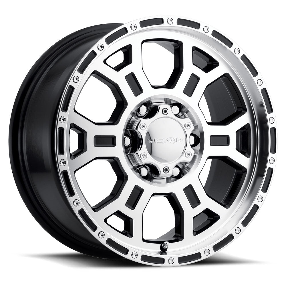 22x9.5 Vision 372 Raptor Gloss Black Mirror Machined Wheel 5x4.5 (-12mm)