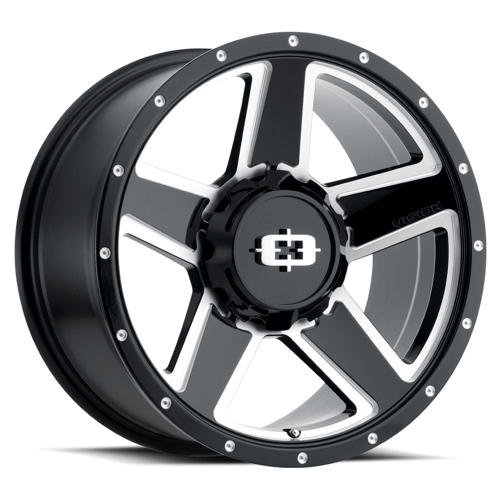 16x6 Vision Off-Road 390 Empire Gloss Blk Milled Wheel 8x6.5 (0mm)