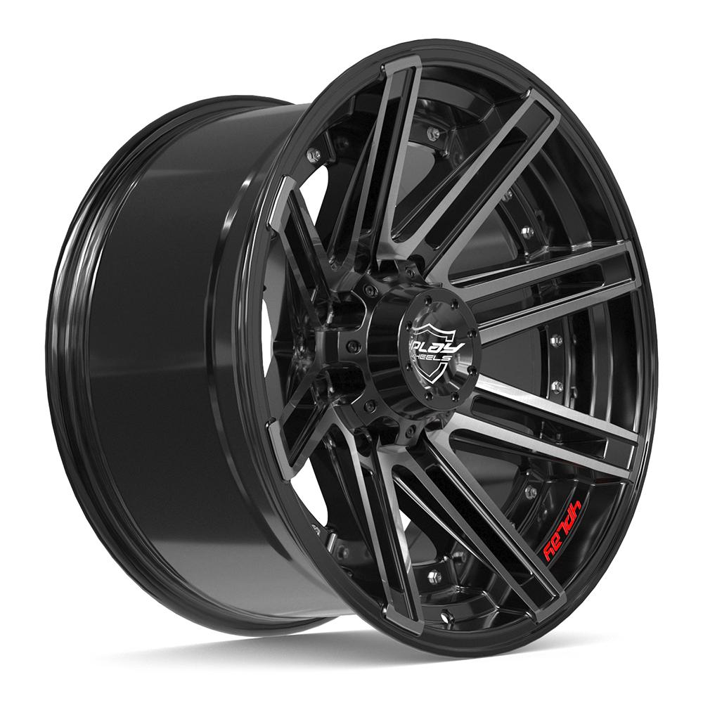 20x10 4PLAY 4P08 Gloss Black w/ Brushed Face & Tinted Clear Wheel 8x170 (-24mm)