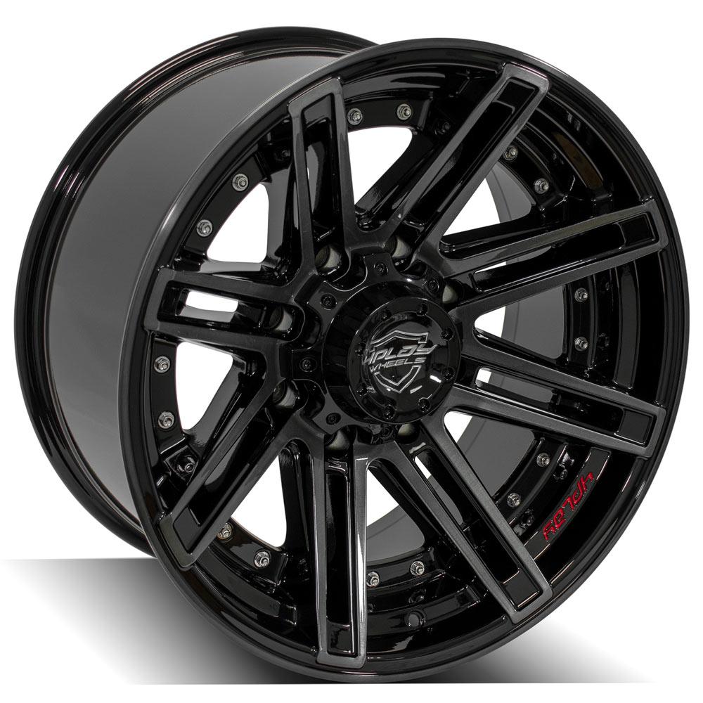 20x10 4PLAY 4P08 Gloss Black w/ Brushed Face & Tinted Clear Wheel 8x6.5 (-24mm)