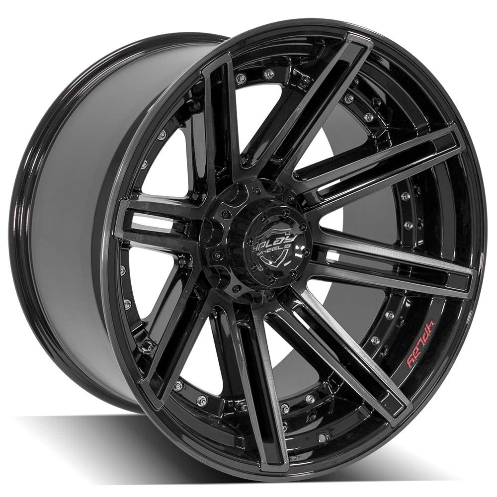 22x12 4PLAY 4P08 Gloss Black Brushed Face Wheel 6x135/6x5.5 (-44mm)