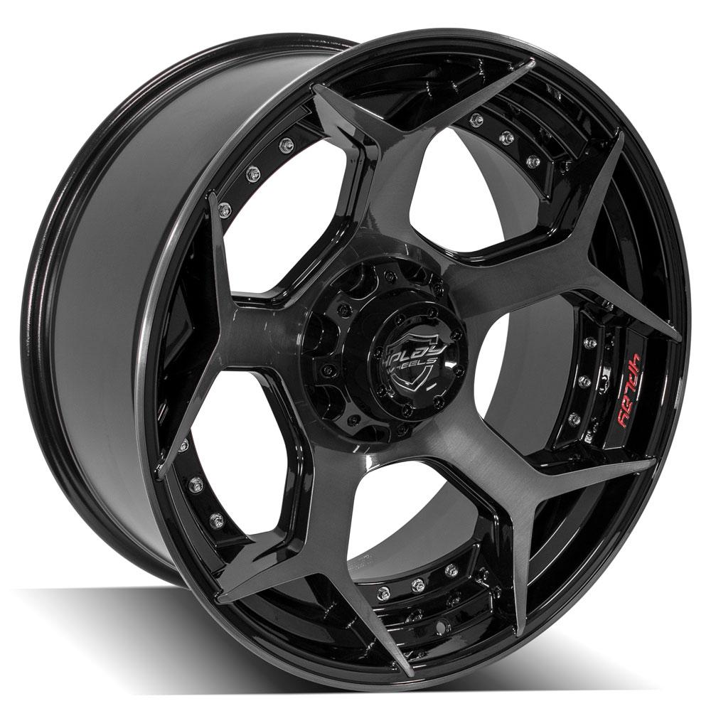 22x10 4PLAY 4P50 Gloss Black Brushed Face Wheel 6x135/6x5.5 (-18mm)