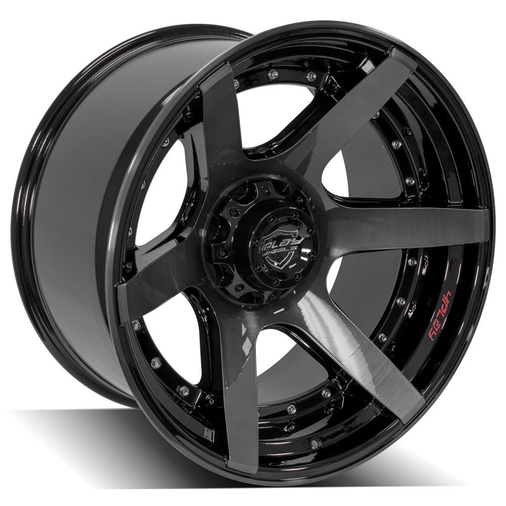 22x12 4PLAY 4P60 Gloss Black Brushed Face Wheel 5x5/5x5.5 (-44mm)
