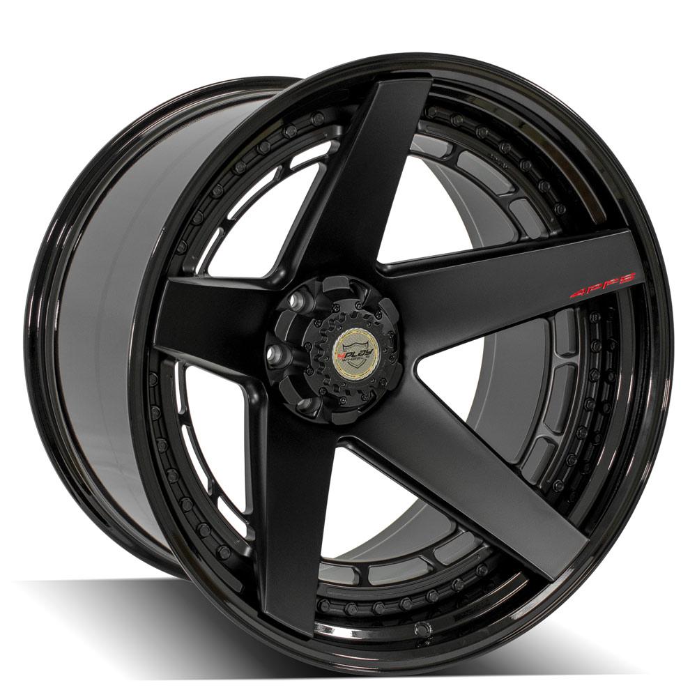 24x14 4PLAY 4PF5 Matte Black Center Gloss Black Barrel Wheel 6x135/6x5.5 (-76mm)