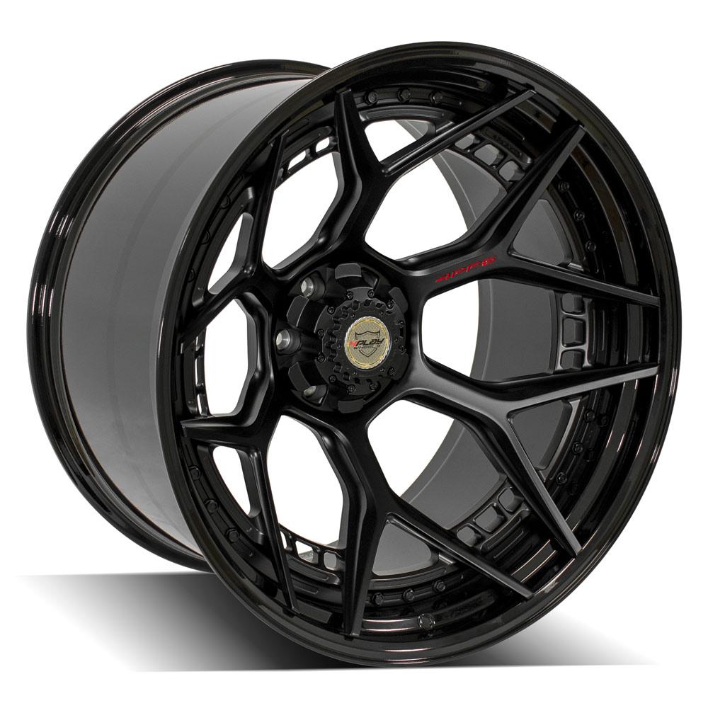 24x14 4PLAY 4PF6 Matte Black Center Gloss Black Barrel Wheel 6x135/6x5.5 (-76mm)