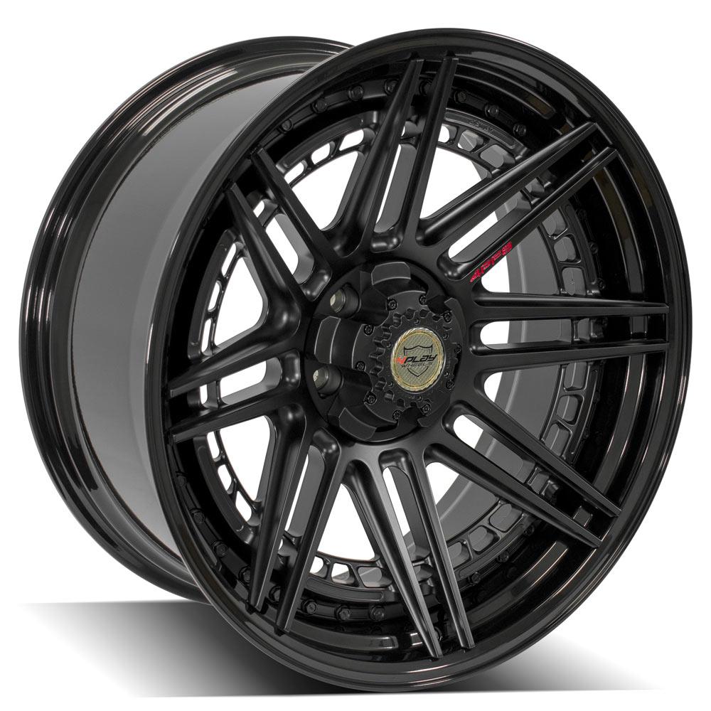 22x10 4PLAY 4PF8 Matte Black Center Gloss Black Barrel Wheel 5x5/5x5.5 (-18mm)