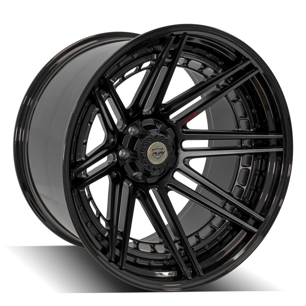 24x14 4PLAY 4PF8 Matte Black Center Gloss Black Barrel Wheel 6x135/6x5.5 (-76mm)