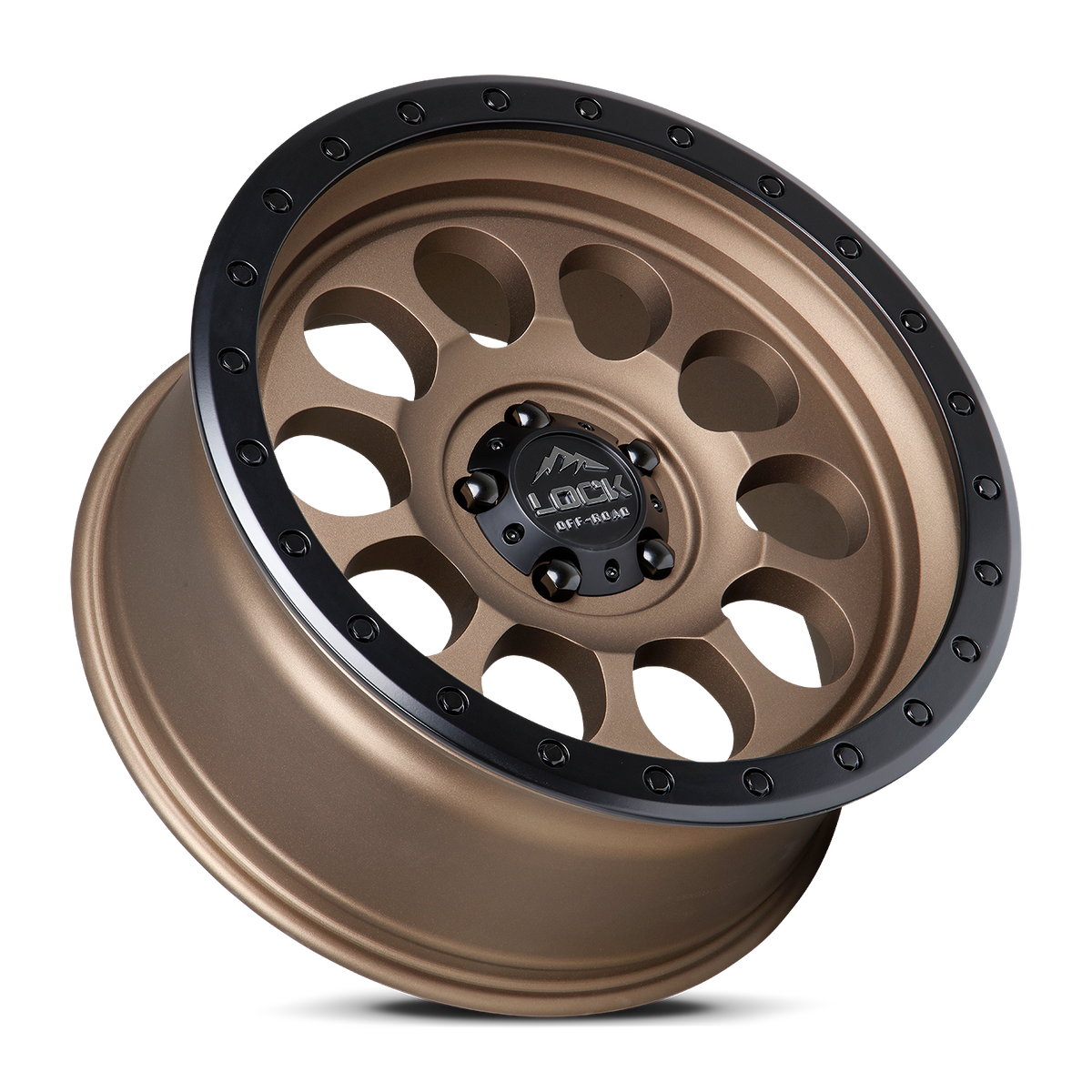 17x9 Lock 50Cal Matte Desert Bronze W/ Matte Black Ring Wheel 6x135 (-12mm)