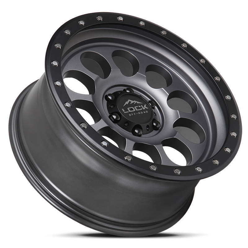 17x9 Lock Off-Road 50Cal Matte Grey With Matte Black Ring Wheel 5x5 (0mm)