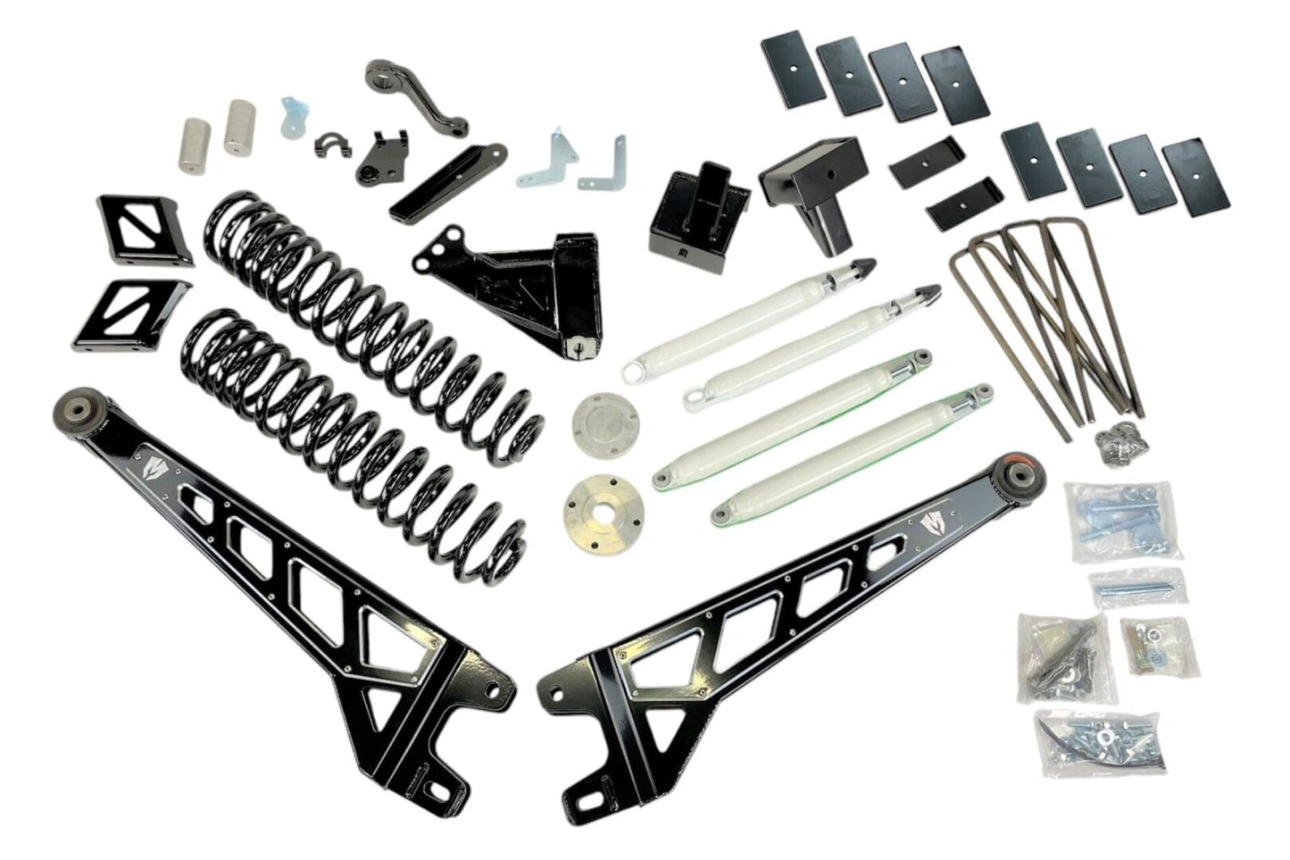 McGaughys 8 Inch Premium Lift Kit S/S Black 2017-2022 Ford F350 4WD with Flange Style Rear Driveline