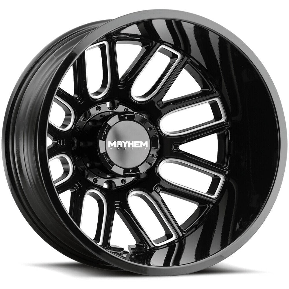 20x8.25 Mayhem Cogent DUALLY REAR Black W/Milled Spokes Wheel 8x210 (-192mm)