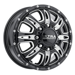17x6.5 Ultra 049BM Predator Gloss Black Milled DUALLY FRONT Wheel 8x210 (129mm)