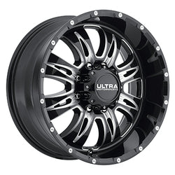 17x9 Ultra 249BM Predator II Gloss Black & Milled Wheel 8x6.5 (12mm)