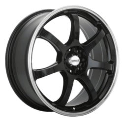 16x7 Maxxim 11B Knight Gloss Black w/Machined Lip Wheel 5x100 (40mm)