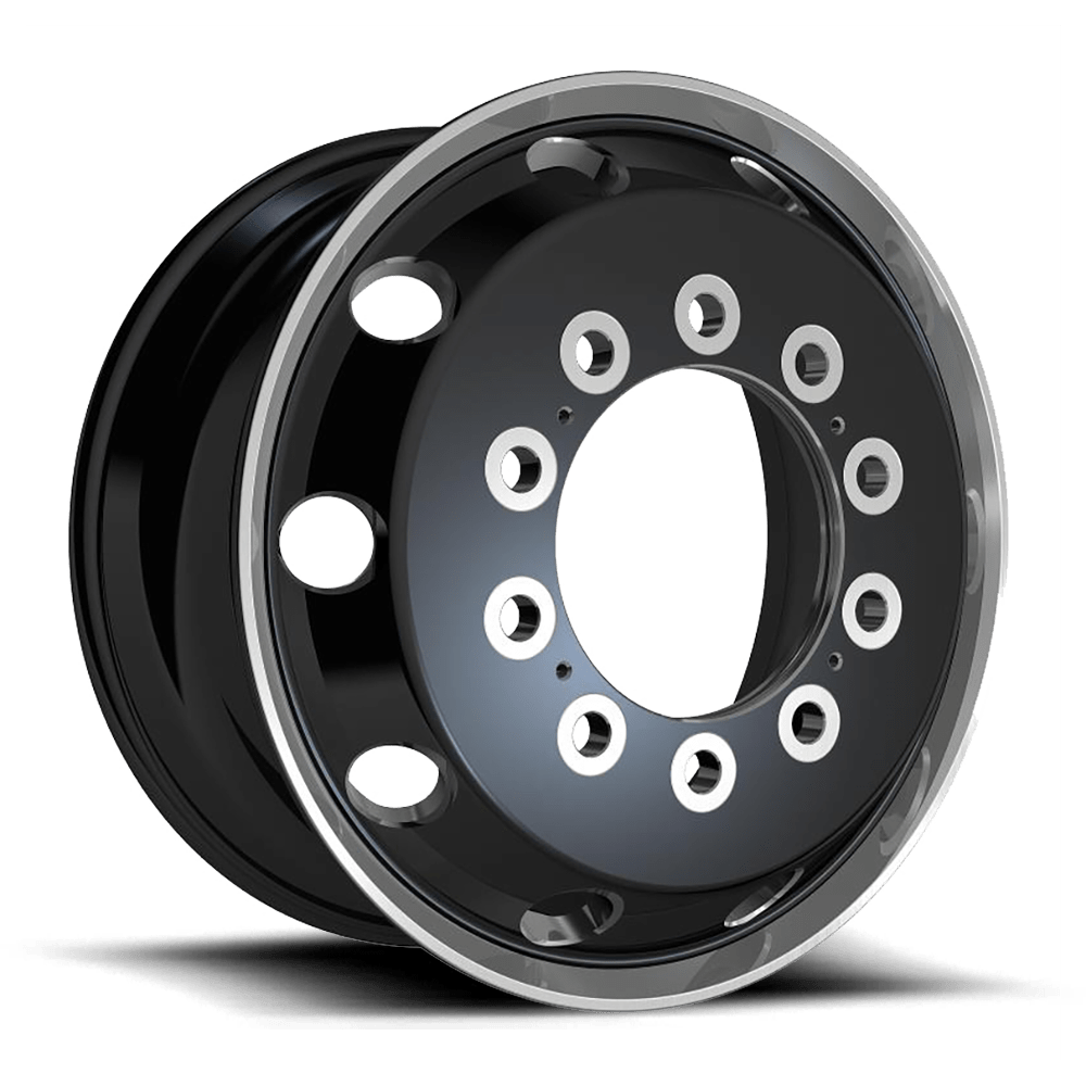 22.5x12.25 ATX AO404 JOURNEY Gloss Blk W/ Polish Lip Fr Wheel 10x285 (119mm)