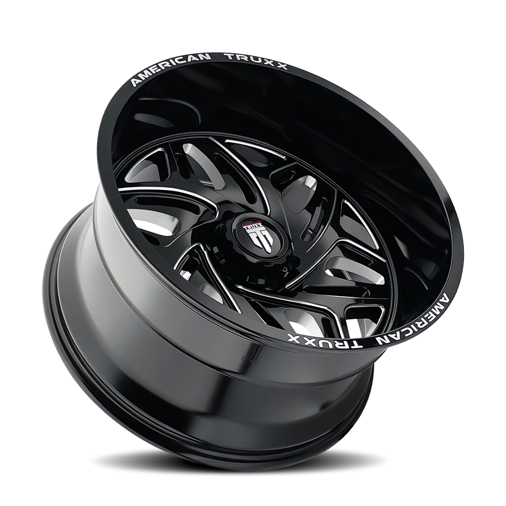 22x12 American Truxx AT1914 Euphoria Gloss Black Milled Wheel 6x135 (-44mm)