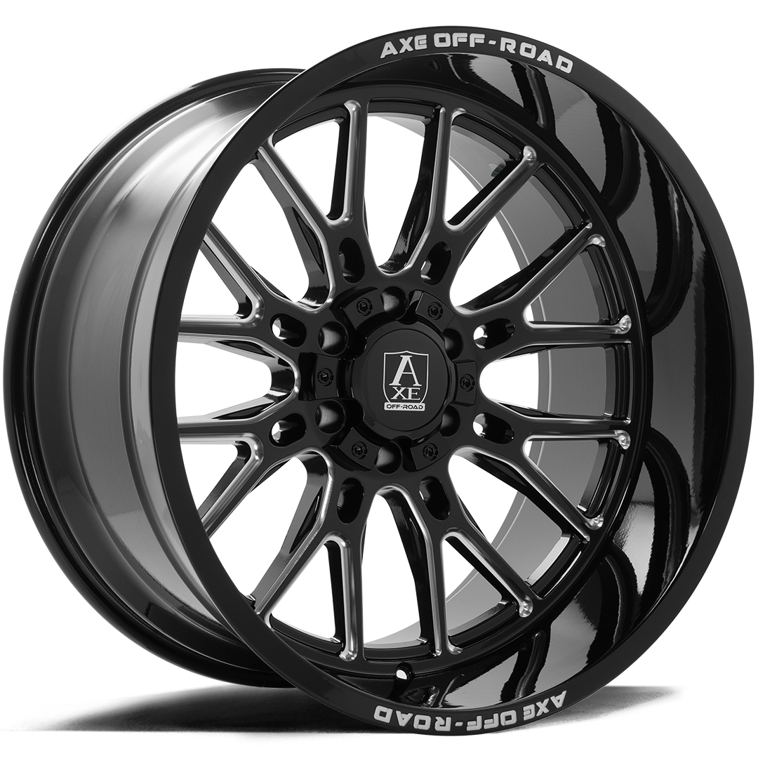 20x10 Axe Atlas Gloss Black Milled Wheel 5x5/5x5.5 (-19mm)