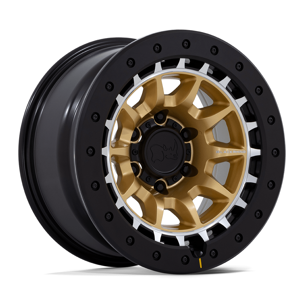 17x8.5 Black Rhino BR016 Tusk Matte Gold W/ Machined Ring Wheel 5x5 (0mm)