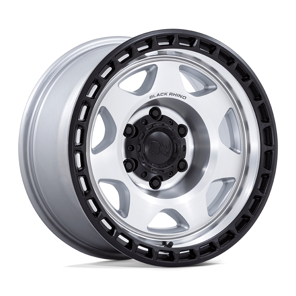 17x8.5 Black Rhino BR018 Voyager Silver Mach Matte Black Wheel 6x120 (0mm)