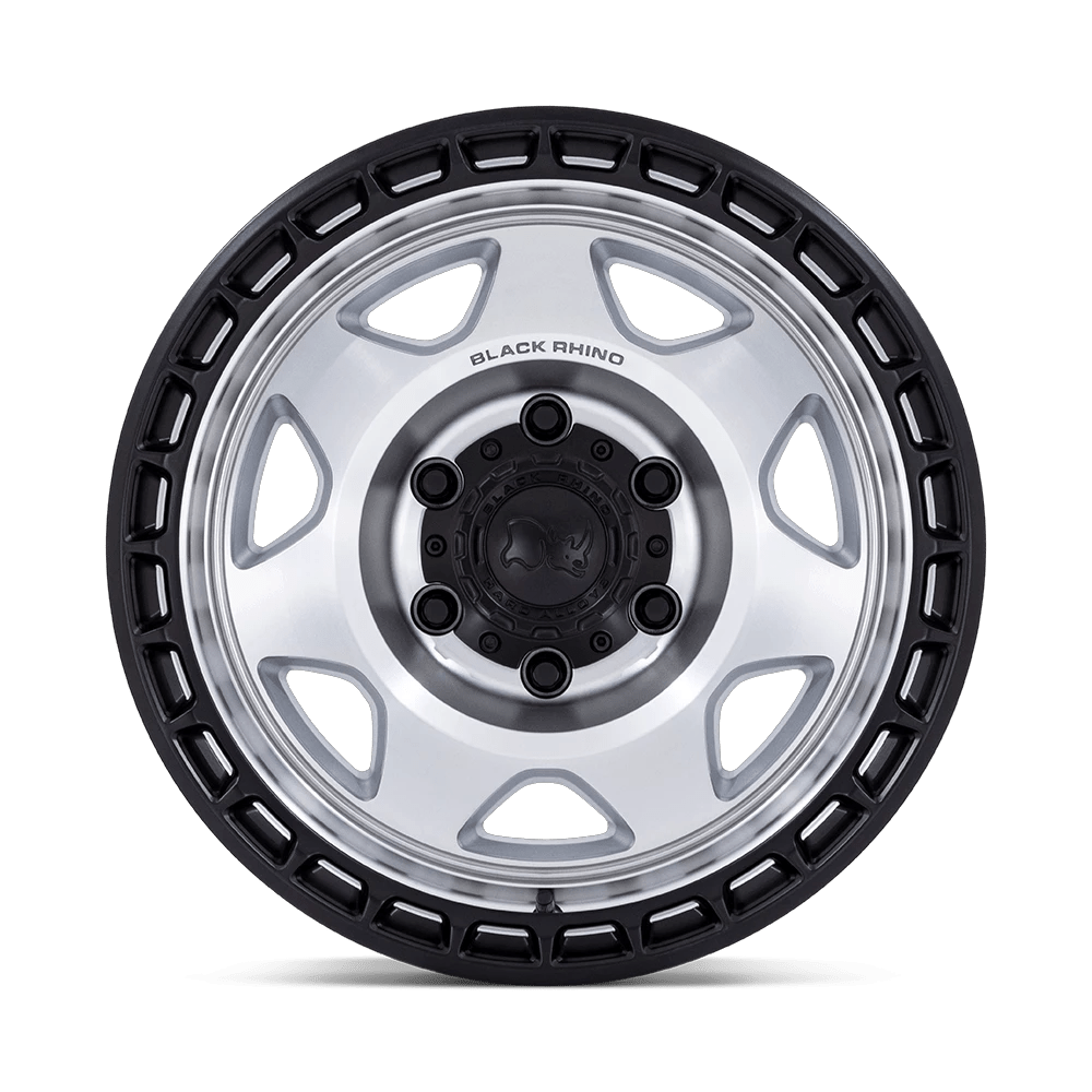17x8.5 Black Rhino BR018 Voyager Silver Machined W/ Black Lip Wheel 5x5 (0mm)
