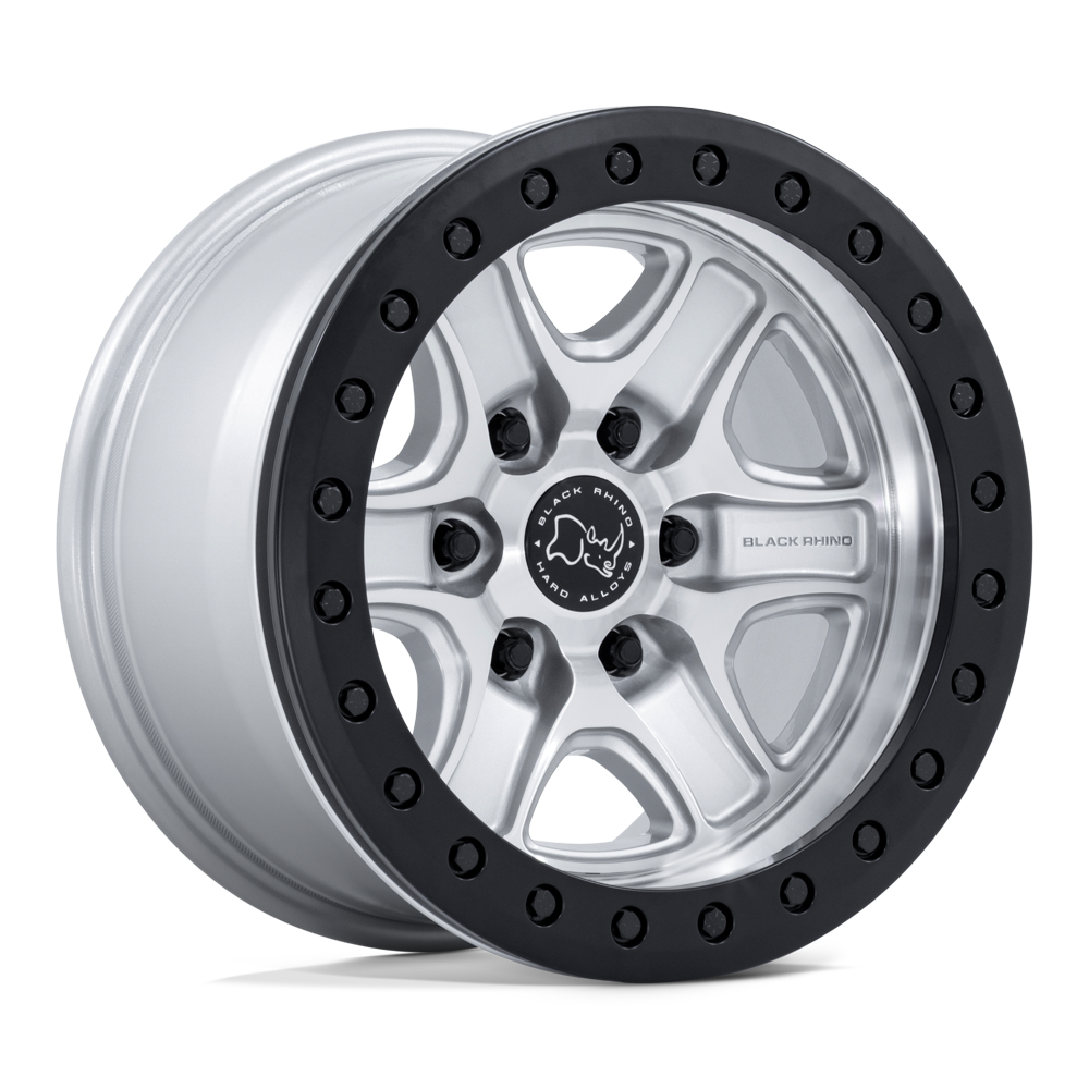 17x8.5 Black Rhino BR200 Echo Trail Lock Silver Mach BEADLOCK Wheel 6x5.5 (0mm)