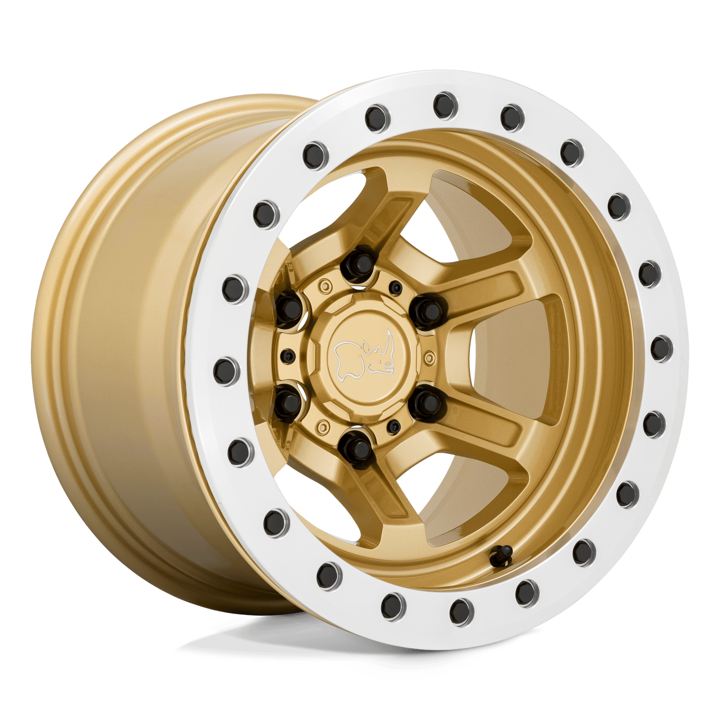 15x10 Black Rhino Offshoot BEADLOCK Gloss Gold Mach Ring Wheel 6x5.5 (-38mm)