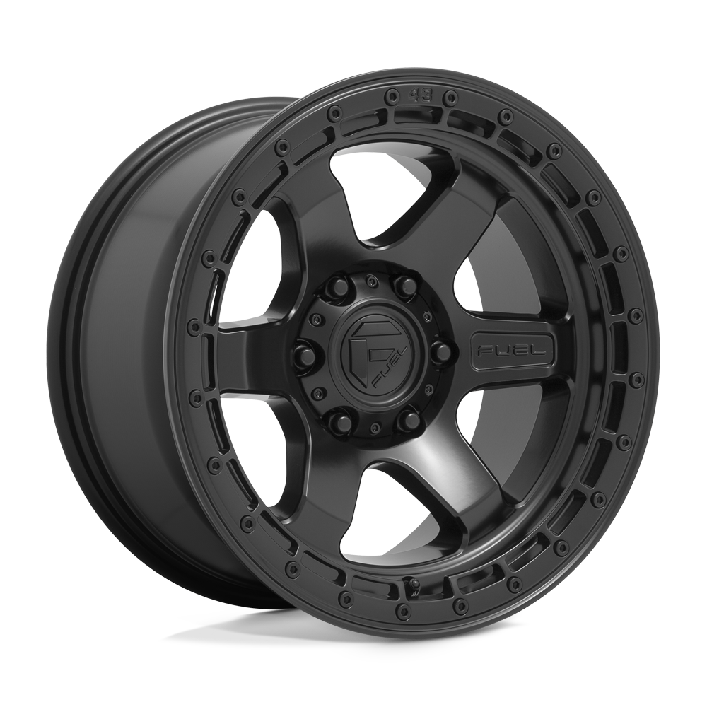 18x9 Fuel D750 BLOCK Matte Black With Black Ring Wheel 5x5.5 (1mm)