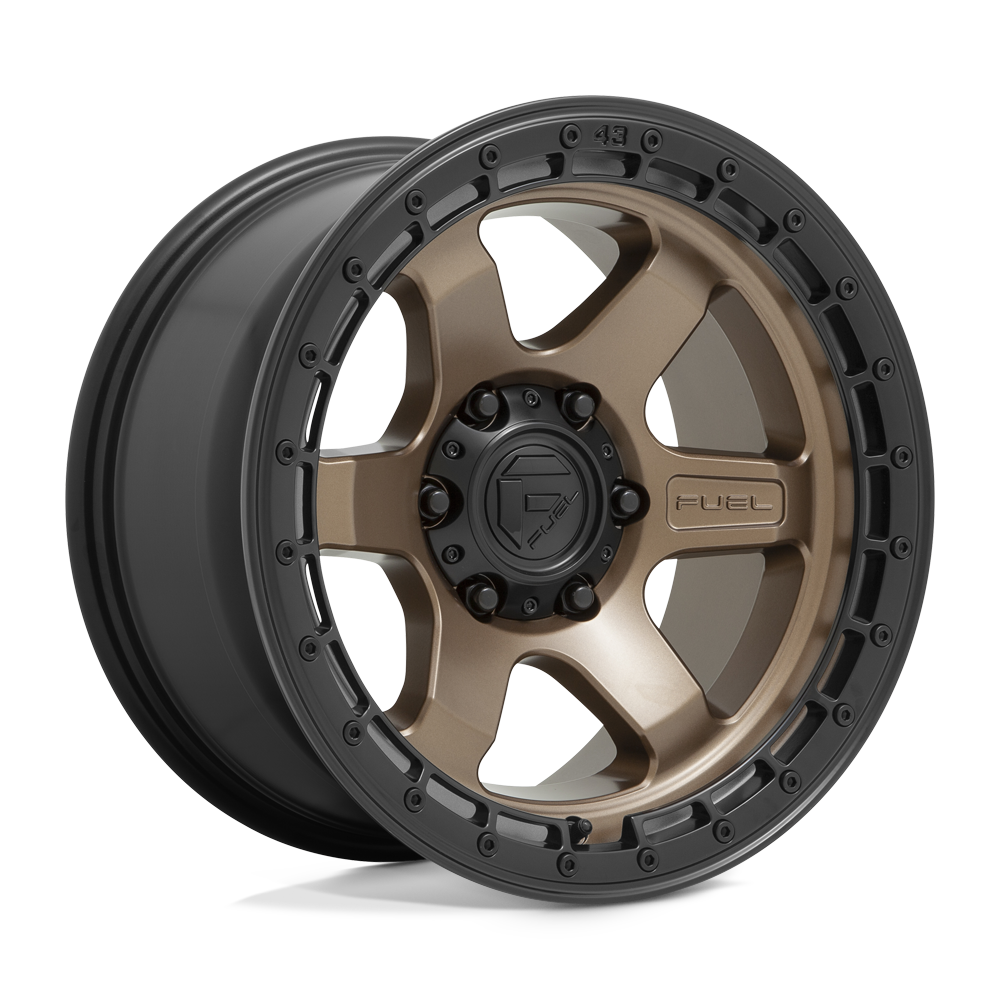 18x9 Fuel D751 BLOCK Matte Bronze With Black Ring Wheel 5x5 (-12mm)