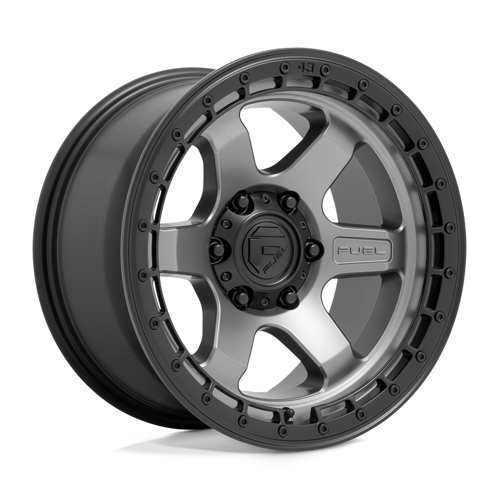 17x9 Fuel D752 BLOCK Matte Gunmetal W/ Black Ring Wheel 6x5.5 (1mm)