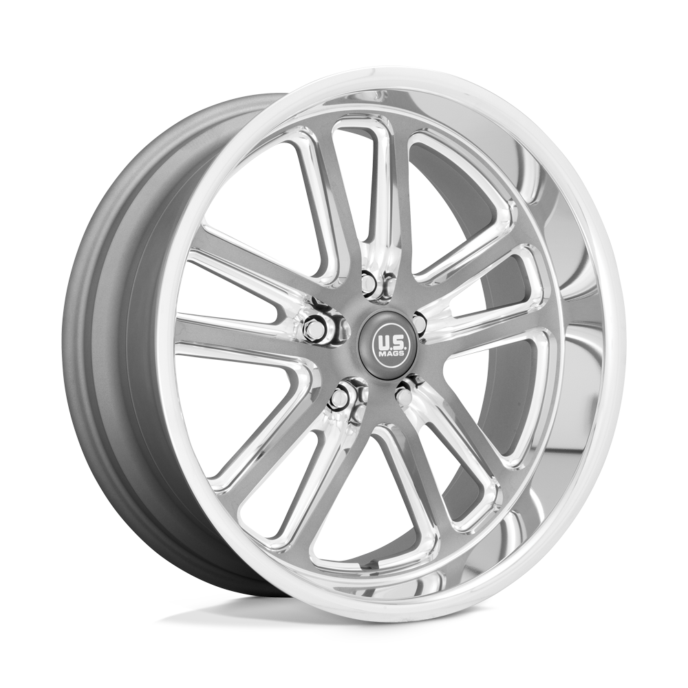 24x10 US Mags U130 BULLET Textured Gun Mtl W/ Mill Edges Wheel 5x4.75 (5mm)