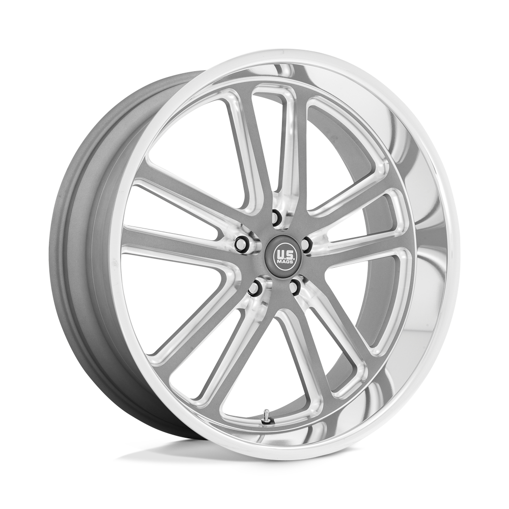 24x9 US Mags U130 BULLET Textured Gun Mtl W/ Mill Edges Wheel 5x4.75 (1mm)