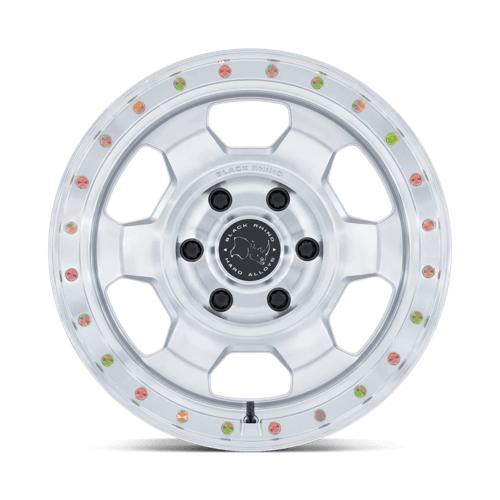 17x8.5 Black Rhino BR029 Trooper Glossy Silver Machined Face Wheel 6x5.5 (-10mm)