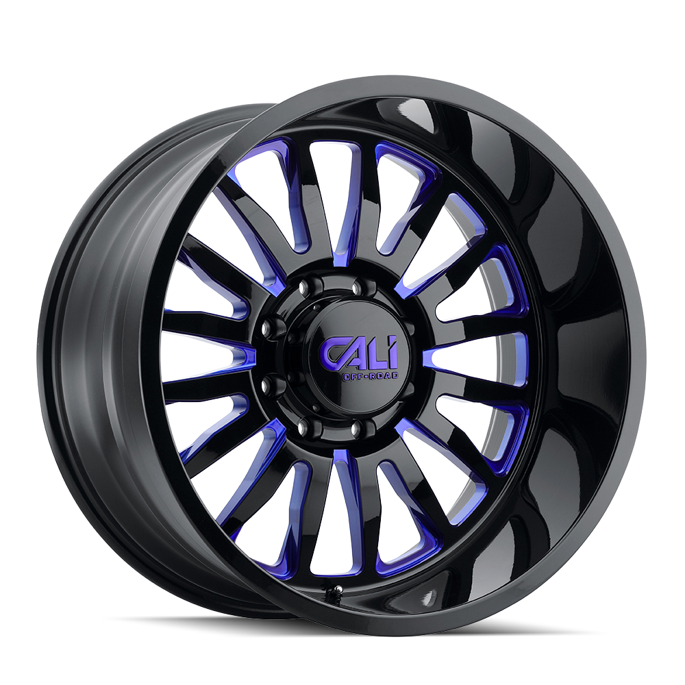 20x12 Cali Off-Road Summit Gloss Black/Blue Wheel 8x180 (-51mm)
