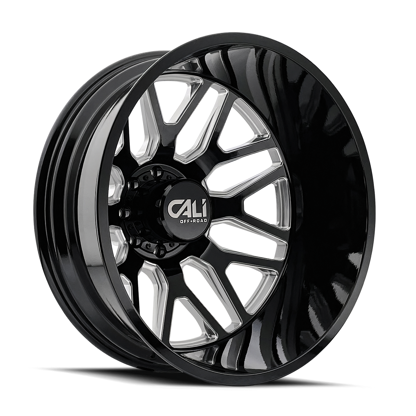 24x8.25 Cali Off-Road 9115D Invader Black/Mill Dually Rear Wheel 8x6.5 (-232mm)