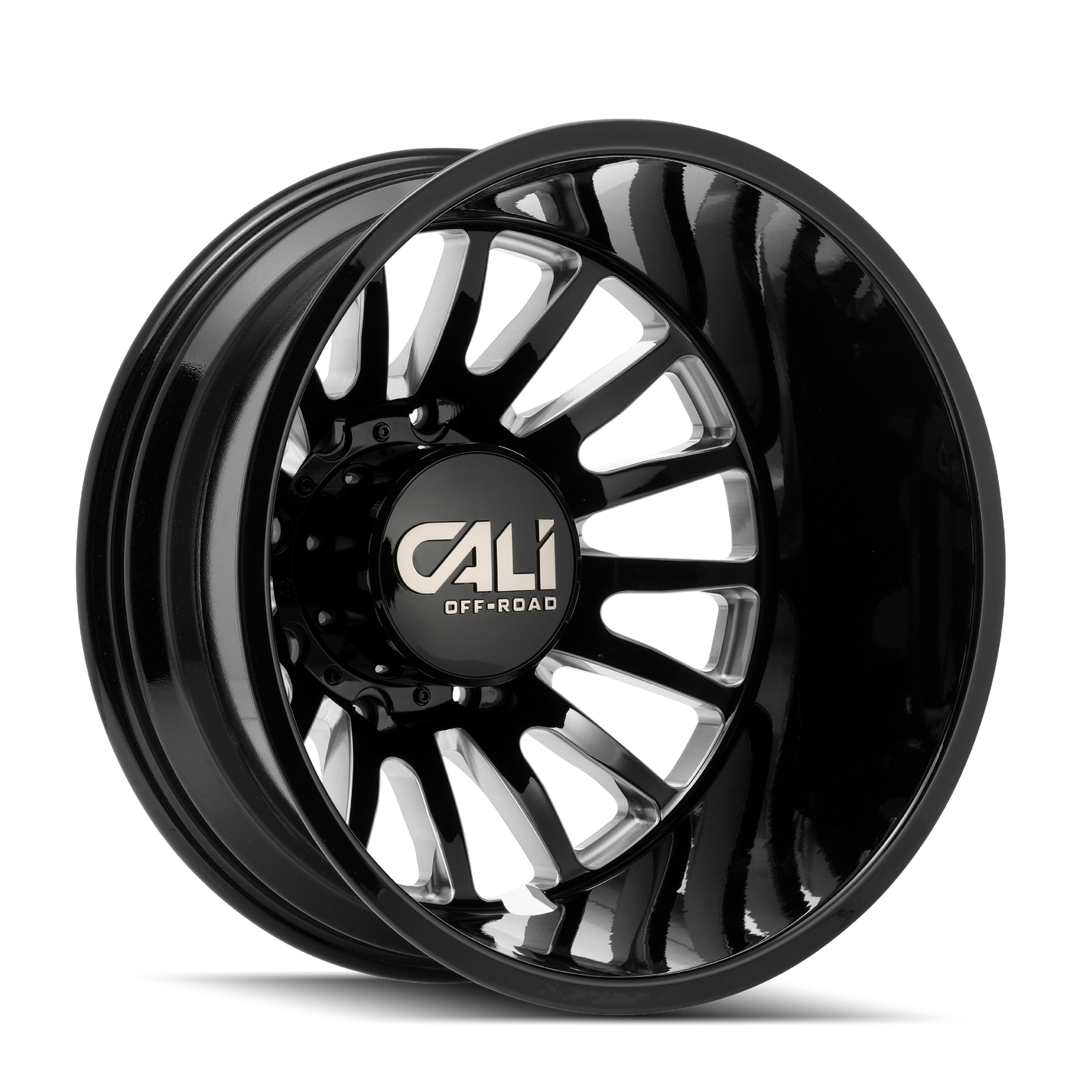 20x8.25 Cali Off-Road Summit Gloss Black/Milled Dually Rear Wheel 8x6.5 (-232mm)