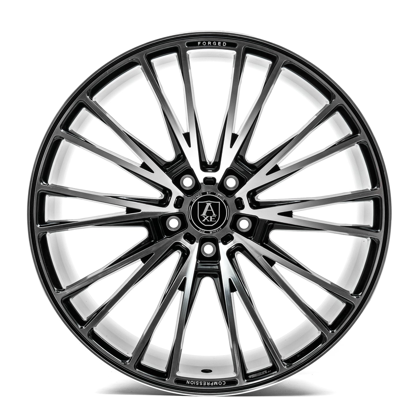 20x8.5 Axe Wheels CF2 Black and Polished Face FORGED Wheel 5x120 (40mm)