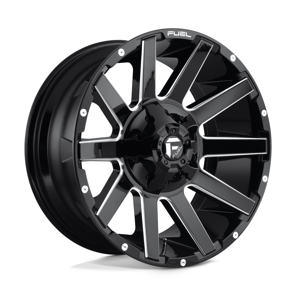 20x9 Fuel D615 CONTRA GLOSS BLACK MILLED Wheel 8x170 (1mm)