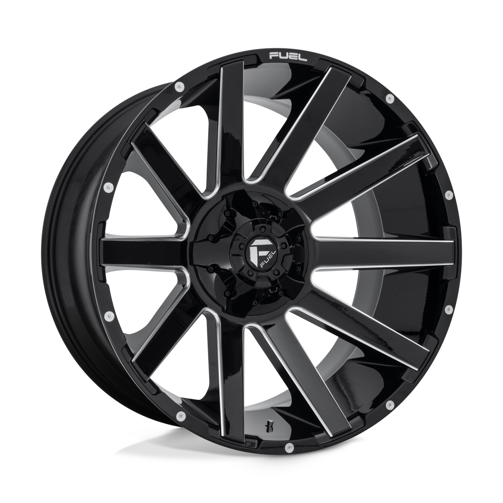 24x12 Fuel D615 CONTRA GLOSS BLACK MILLED Wheel 8x6.5 (-44mm)