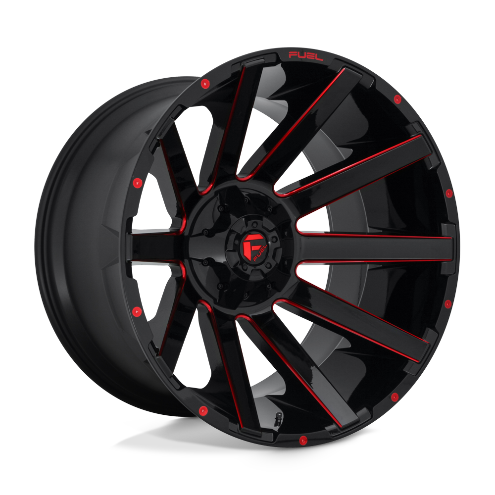 24x14 Fuel D643 CONTRA GLOSS BLACK RED TINTED CLEAR Wheel 8x180 (-75mm)
