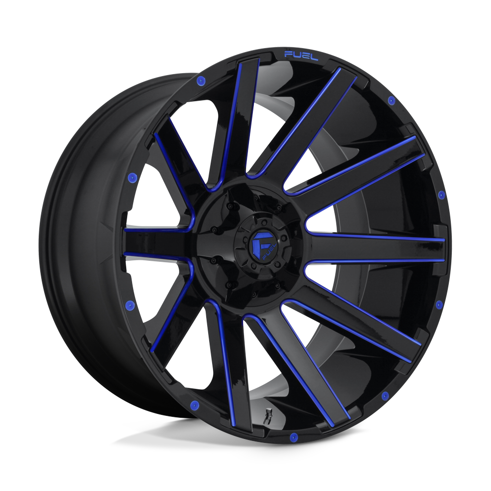 24x14 Fuel D644 CONTRA GLOSS BLACK BLUE TINTED CLEAR Wheel 8x180 (-75mm)