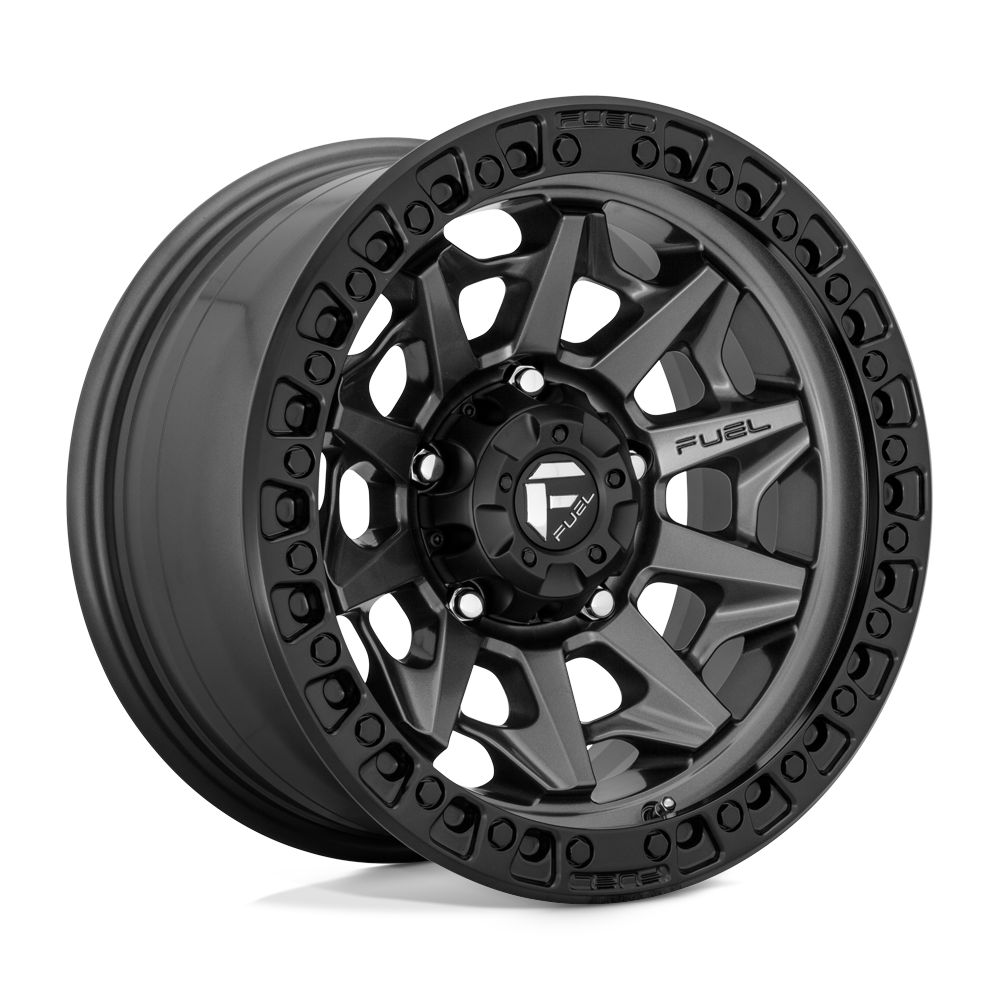 18x9 Fuel D716 COVERT Matte Gun Metal Black Bead Ring Wheel 6x5.5 (-12mm)
