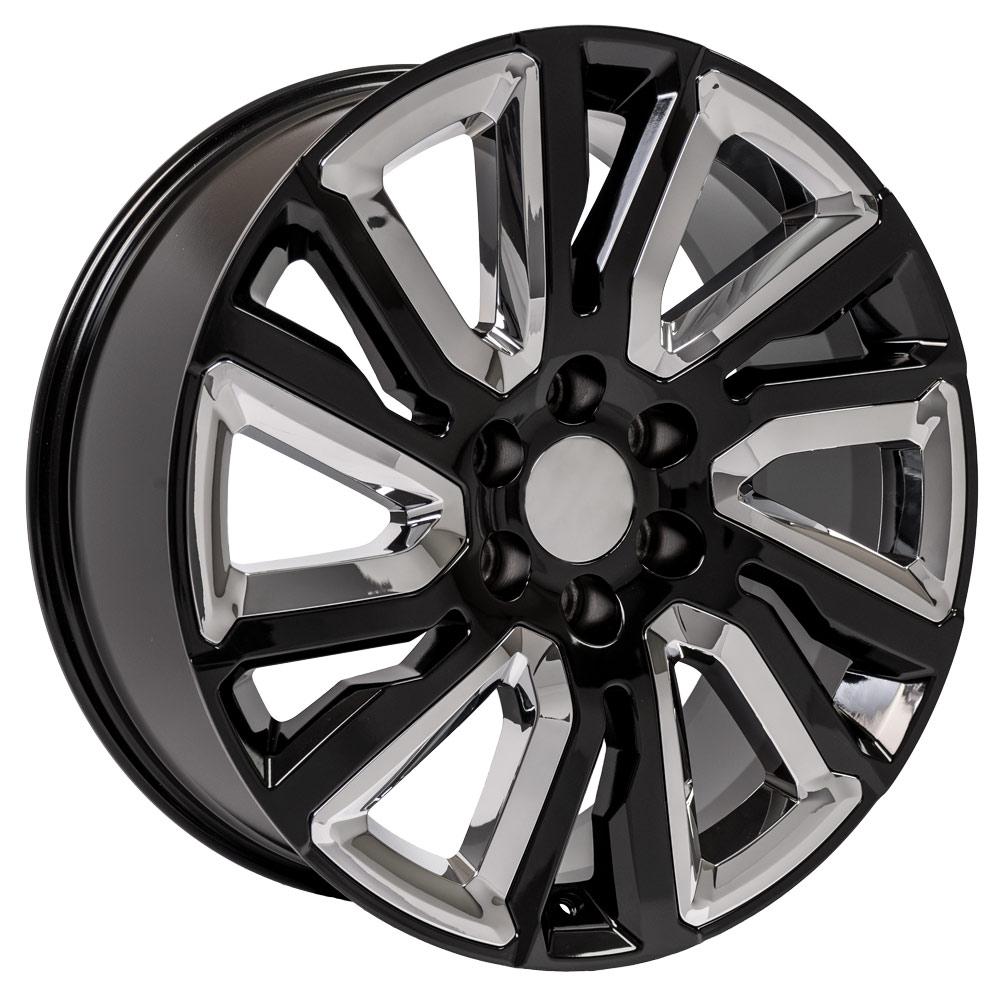 22x9 OE Wheels CV39 Black with Chrome Wheel 6x5.5 (28mm)