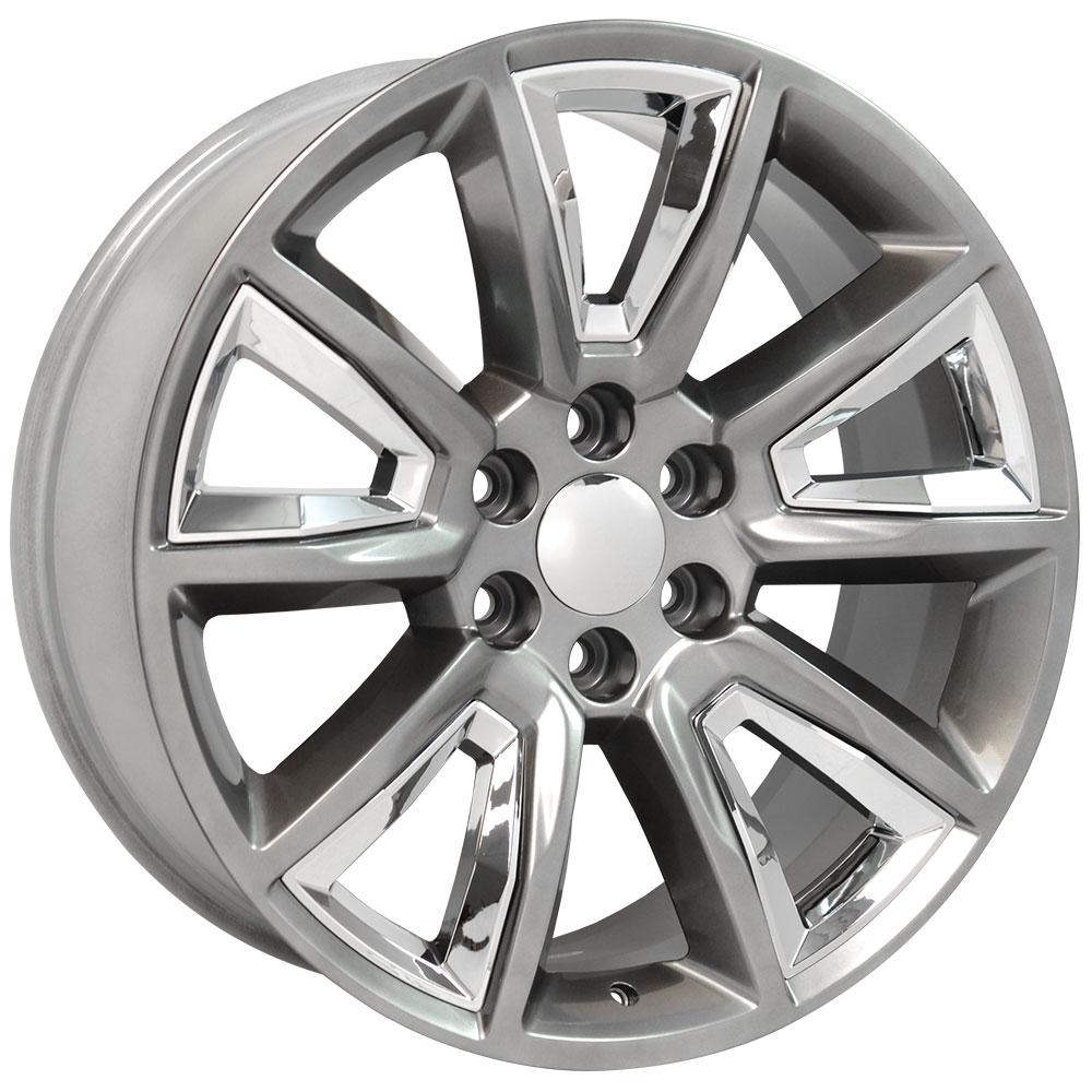 22x9 OE Wheels CV73B Hyper Black with Chrome Insert Wheel 6x5.5 (24mm)