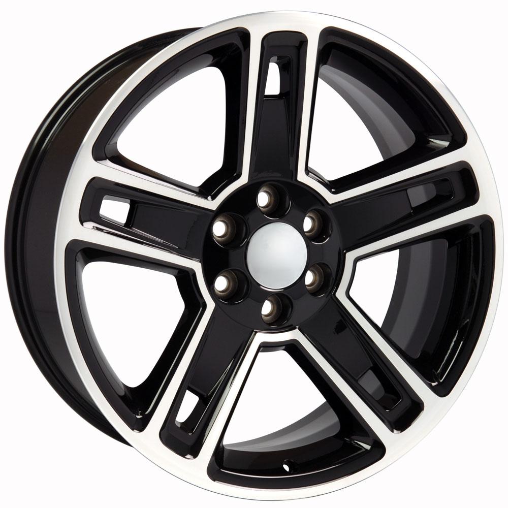 22x9 OE Wheels CV74B Black Machined Wheel 6x5.5 (24mm)