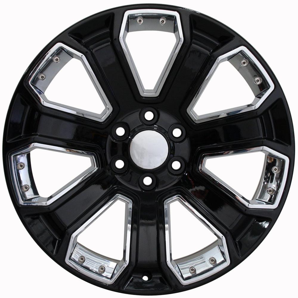 22x9 OE Wheels CV93B Black with Chrome Wheel 6x5.5 (24mm)