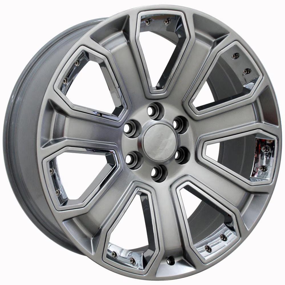 22x9 OE Wheels CV93B Hyper Black with Chrome Insert Wheel 6x5.5 (31mm)