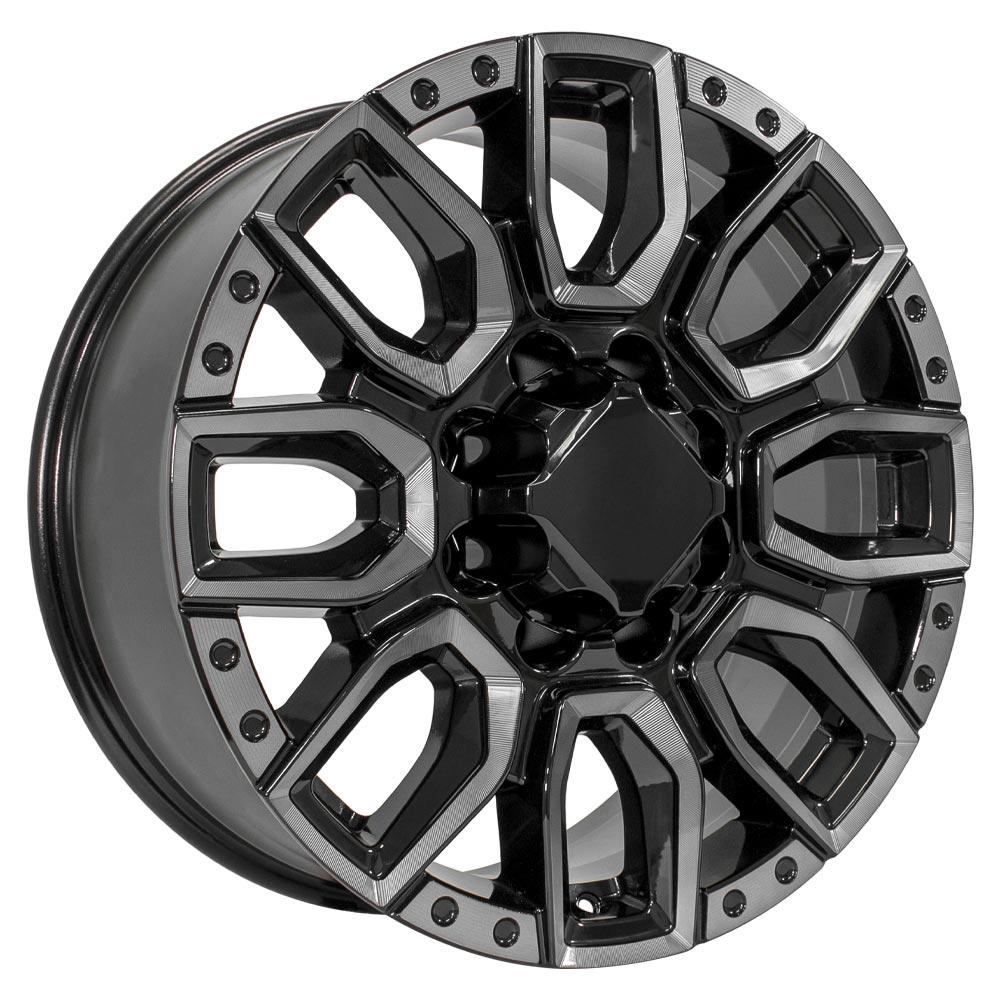 20x8.5 OE Wheels CV97B Black Milled Edge with Tinted Clear Wheel 8x180 (47mm)